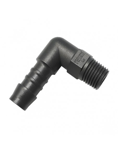 Racor acodado RM-espiga 1/8" - 6 mm