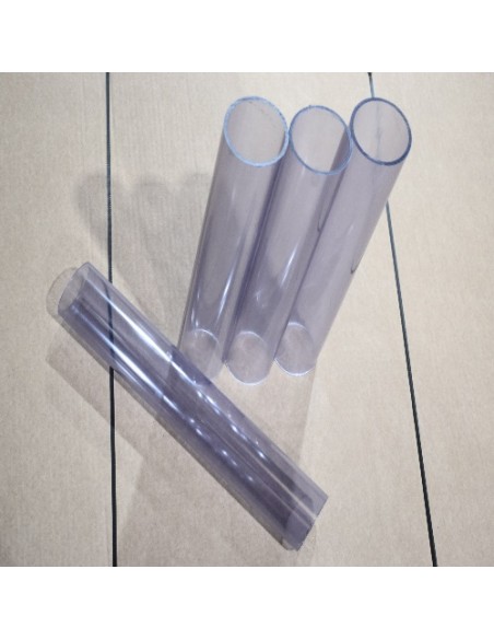 Tubo rígido PVC transparente. Cortamos a medida