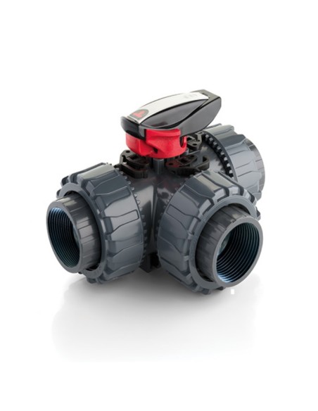 Válvula bola 3 vías PVC-U roscar