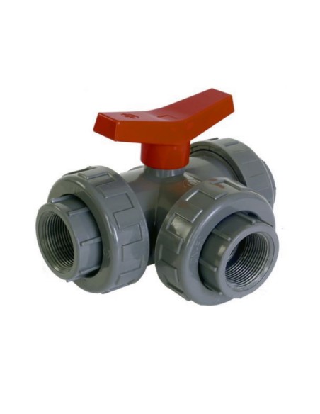 Válvula bola 3 vías PVC-U roscar